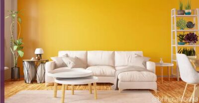 Picture of Living Room with bright yellow wall